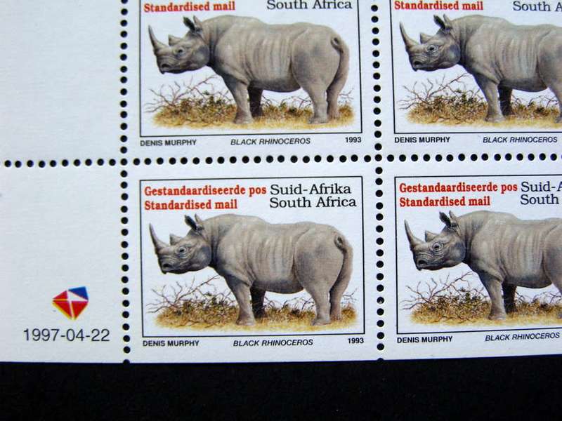 SOUTH AFRICA Mint Booklet Pane - Black Rhinoceros (English, 1997-04-22)