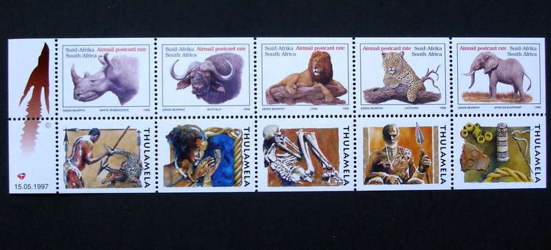 SOUTH AFRICA Mint Booklet Pane - Big Five with Thulamela Adverts 1997