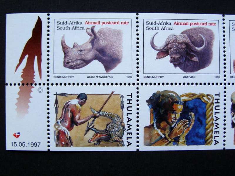 SOUTH AFRICA Mint Booklet Pane - Big Five with Thulamela Adverts 1997