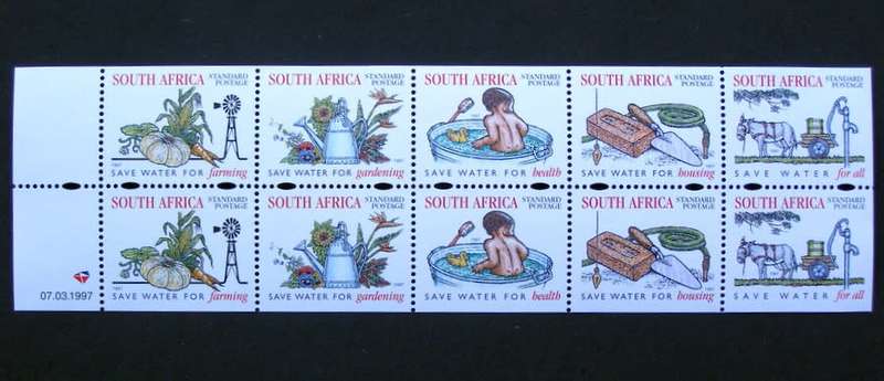 SOUTH AFRICA Mint Booklet Pane - Save Water 1997