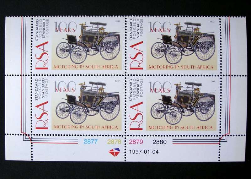SOUTH AFRICA Mint Control Block - 100 Years of Motoring in S.A. 1997