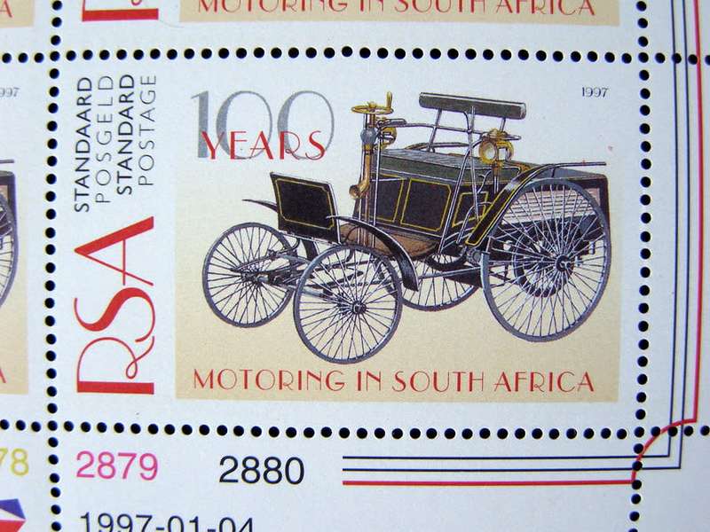 SOUTH AFRICA Mint Control Block - 100 Years of Motoring in S.A. 1997
