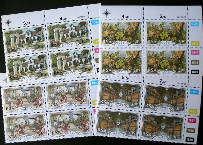 SOUTH AFRICA Mint Control Block Set - 300th Anniv. of Paarl 1987
