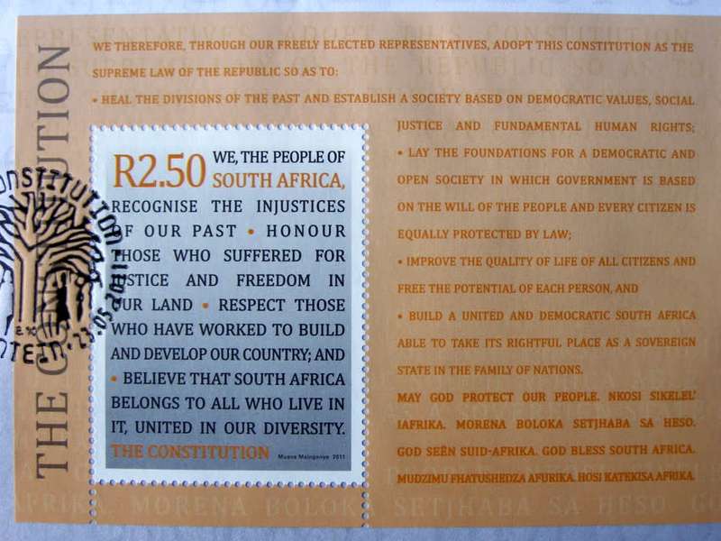 SOUTH AFRICA Cover - The Constitution Miniature Sheet 2011