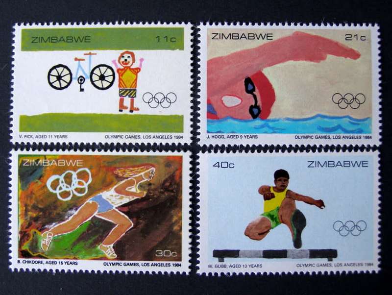 ZIMBABWE Mint Set - Olympic Games - Children`s Pictures 1984