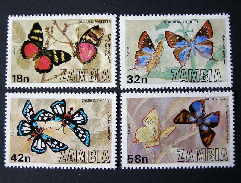 ZAMBIA Mint Set - Butterflies 1980