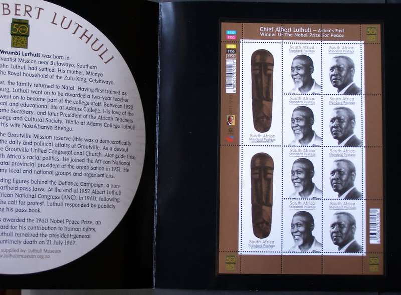 SOUTH AFRICA Mint Folder - 50th Anniv. of Albert Luthuli`s Nobel Peace Prize 2011