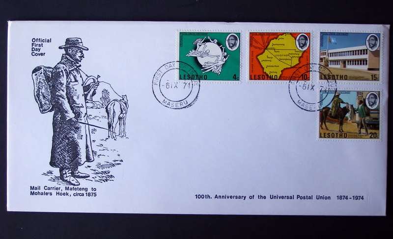 LESOTHO Cover - Centenary of U.P.U. 1974