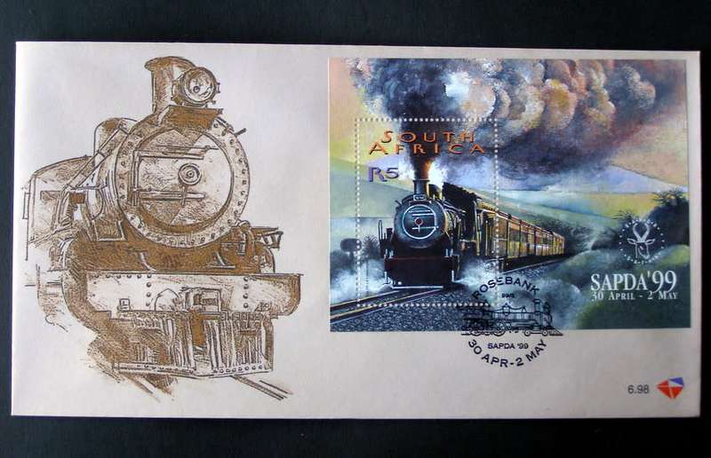 SOUTH AFRICA Cover - SAPDA Miniature Sheet 1999 //Trains