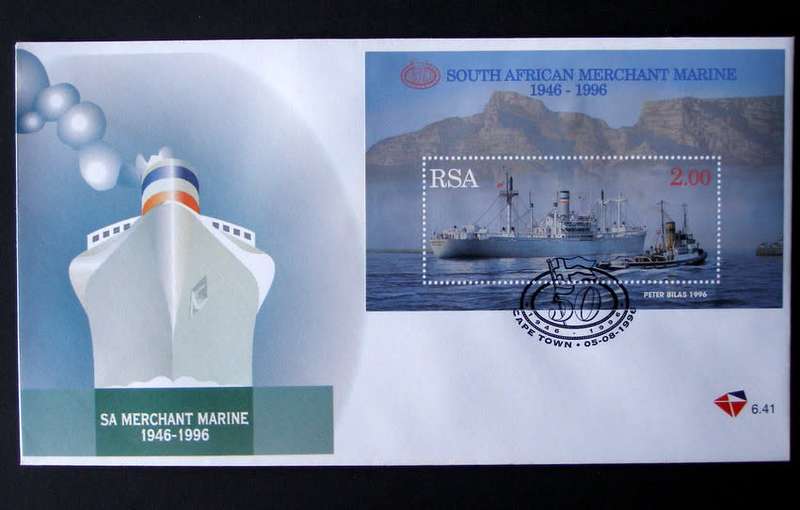 SOUTH AFRICA Cover - 50th Anniv. of SA Merchant Marine Miniature Sheet 1996