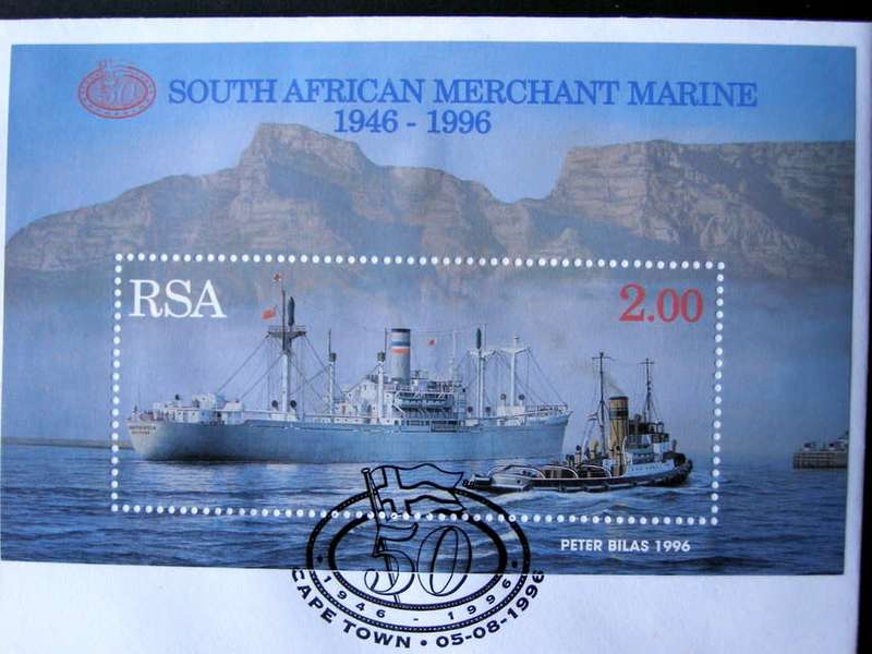 SOUTH AFRICA Cover - 50th Anniv. of SA Merchant Marine Miniature Sheet 1996