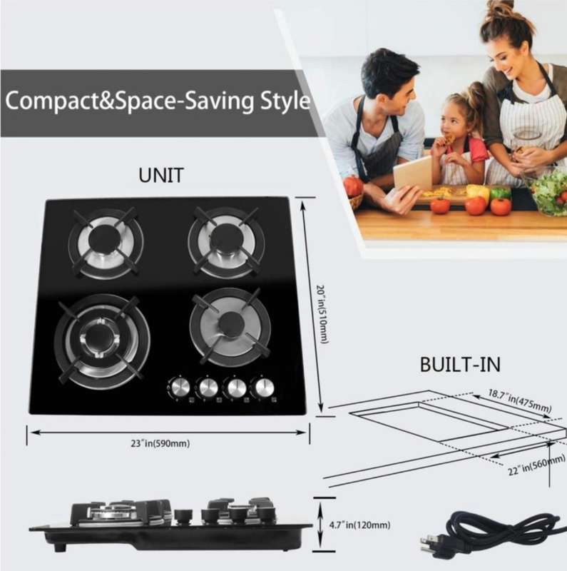 Glass Top Gas Stove - 4 Burner Ariuf