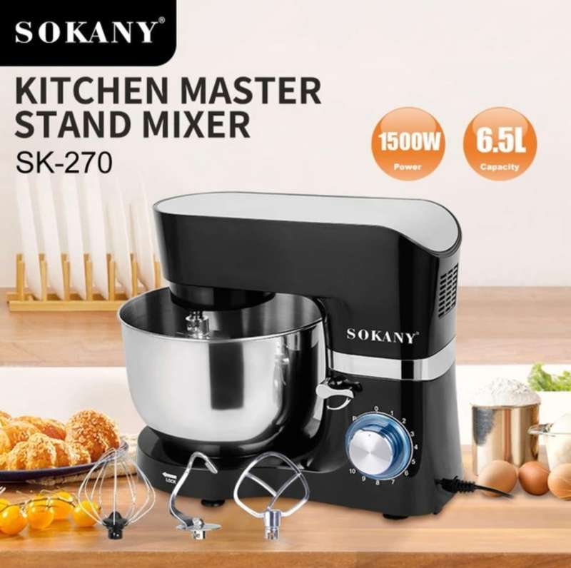 Sokany Powerful 1500W Stand Mixer with 10 Speed Adjustment & Overheat Protection