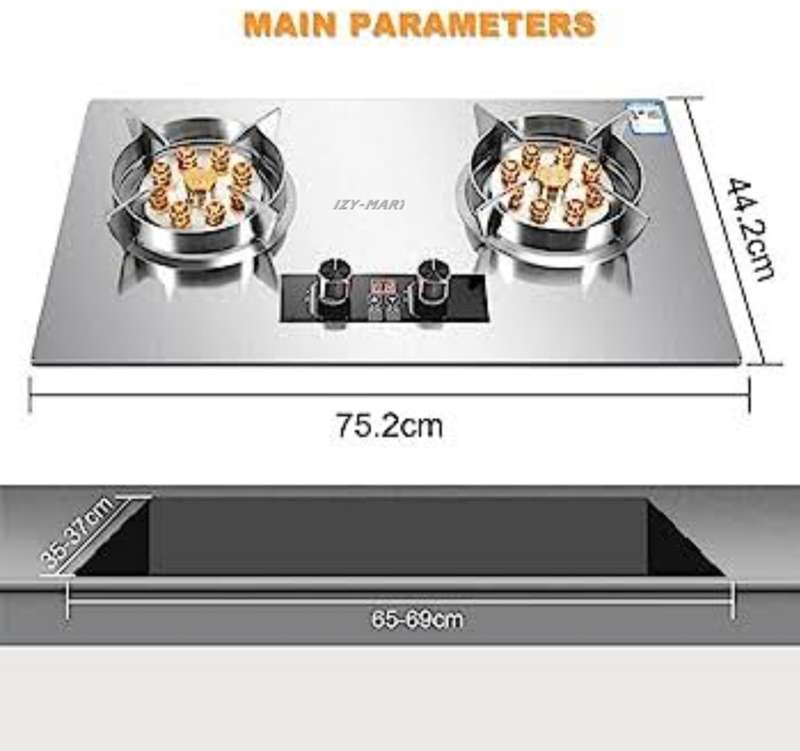 Drop-in 2 Burner Gas Cooktop Stainless Steel