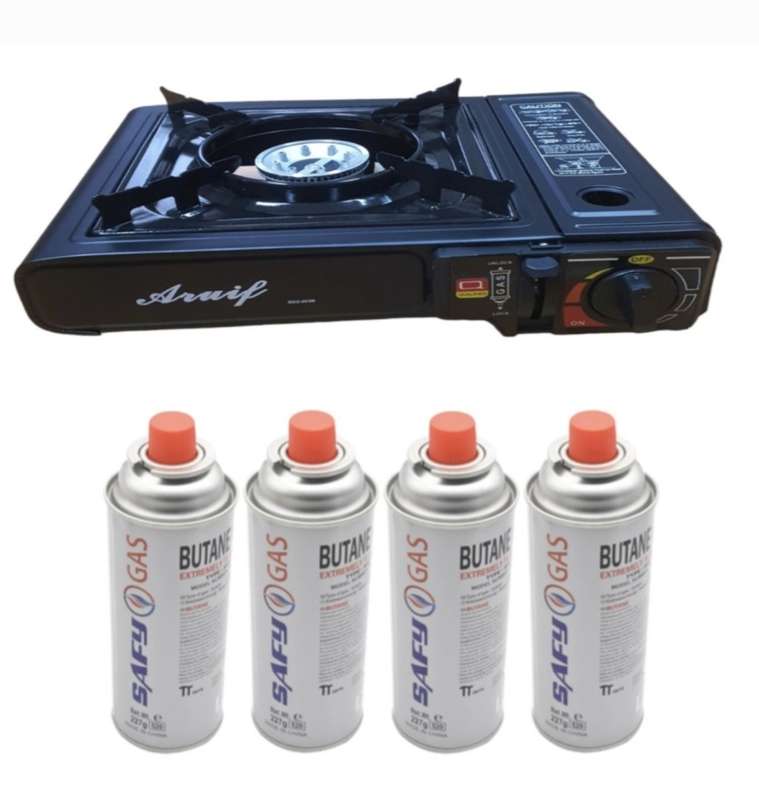 1 plate gas stove + 4 Free Butane Canister