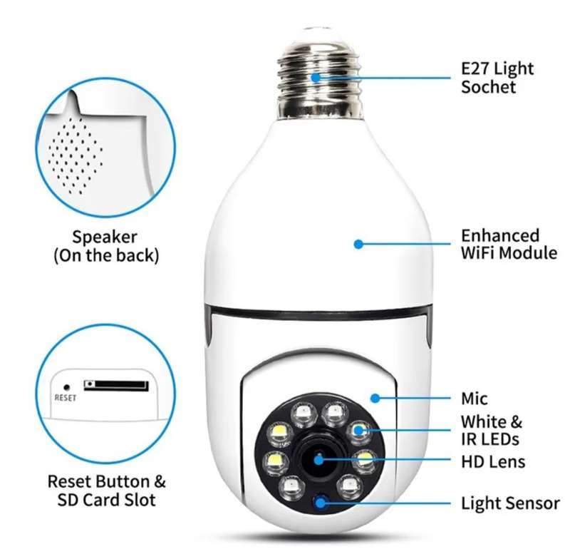 ANDOWL 4K HD Wifi IP Bulb Type Smart Camera  High-Definition