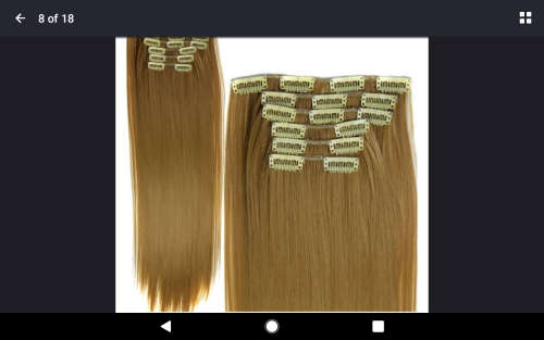 Hair extensions clip in set.