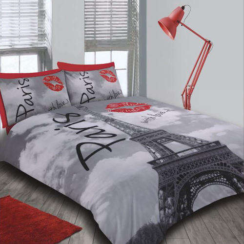 PARIS CITY LOVE EIFFEL TOWER QUILT DUVET COVER BEDDING SET SINGLE DOUBLE KING