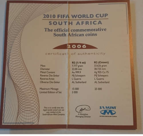 2006 FIFA Collectors gold and silver coins set