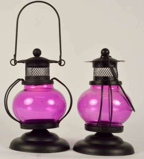 Mini Hanging Lantern Tea Light Holder - Pink (Set of 2)