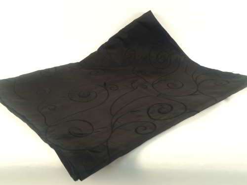 Black Embroidered Taffeta Runner - 245cm x 45cm