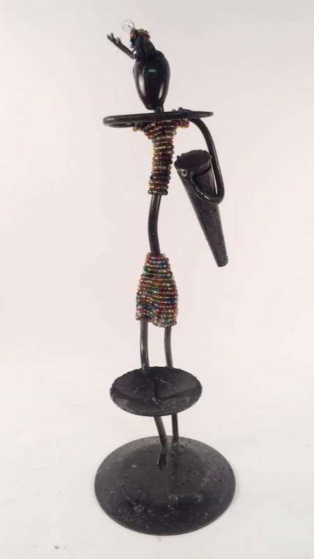 Metal Candle Holder - lady playing drum