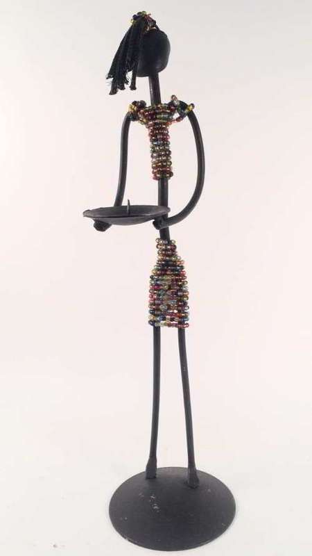 Metal Candle Holder - lady holding candle in front