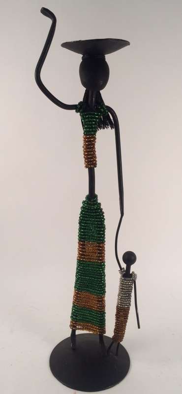 Metal Candle Holder - lady with child