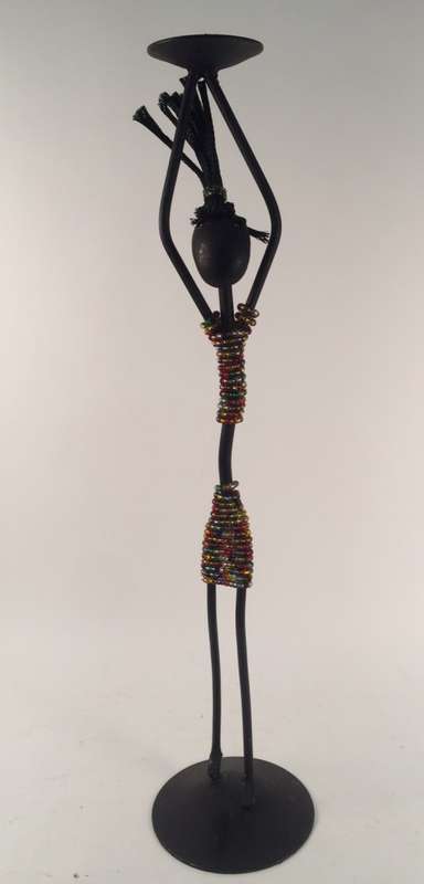 Metal Candle Holder - lady with hands up