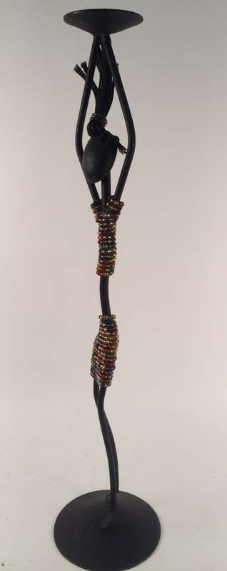 Metal Candle Holder - lady with hands up