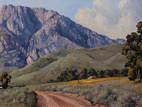Ted Hoefsloot (SA 1930 - 2013) Oil, Farm Scene Overhex, Signed Titled Verso, (49 x 75)