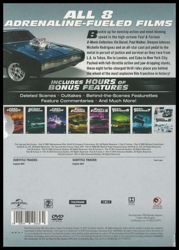 FAST and Furious.  8 movie collection.  NEW and sealed.   Immediate shipping!