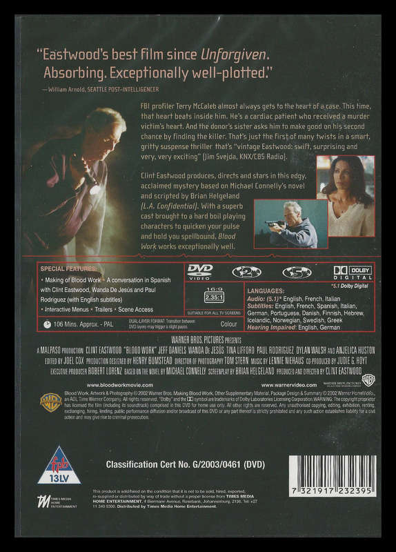 Blood Work (Clint Eastwood).  NEW and sealed.   Immediate shipping!