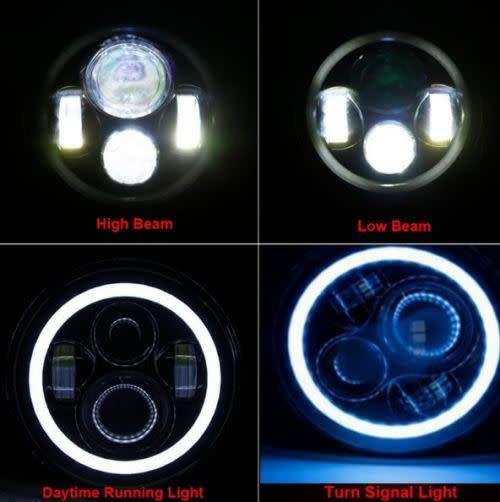 4x4 urban Niva Headlight 7" Round Halo Headlight With DRL Angel Eyes For Jeep