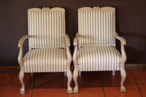 Pair of newly upholstered French look chairs