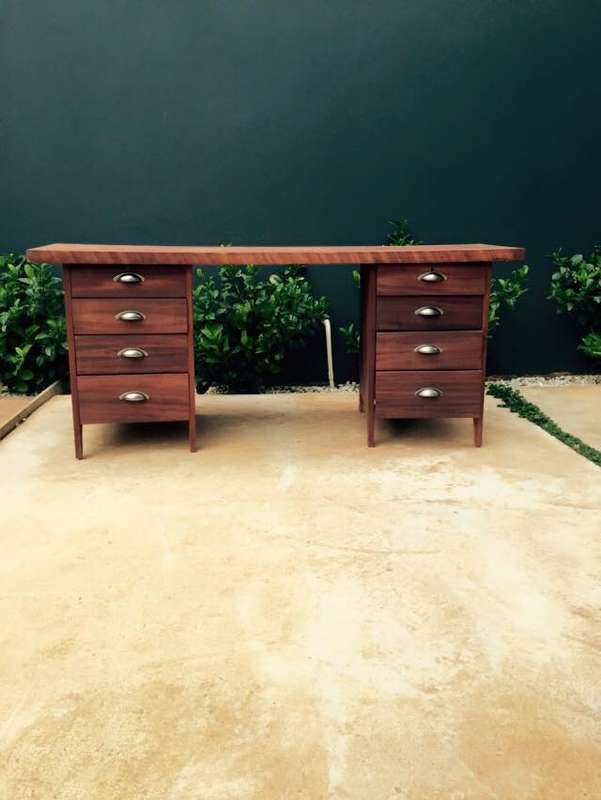 Retro study desk with curved top