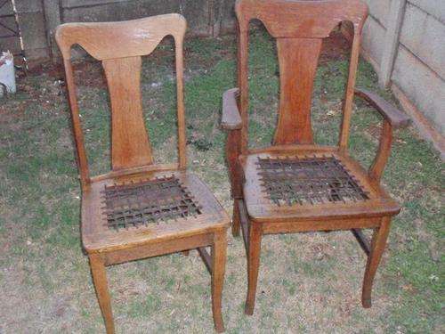 ANTIQUE HIS & HER'S OAK RIEMPIES CHAIRS - FREE OREGAN PINE CHAIR