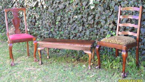 VINTAGE BALL & CLAW COFFEE TABLE PLUS 2 CHAIRS