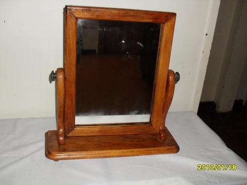 VINTAGE YELLOW WOOD (?) SHAVING MIRROR