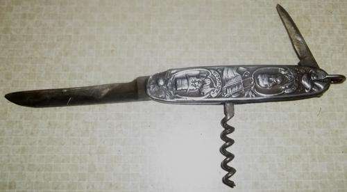 RARE WHITE METAL PAUL KRUGER / DE WET POCKET KNIFE