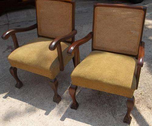 2 X VINTAGE IMBUIA BALL & CLAW  LOUNGE CHAIRS