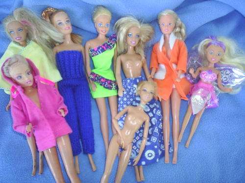 Lot of Eight Dolls (6 x Mattel and 2 x Simba)