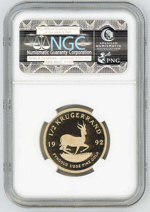 1992 Ultra Cameo 1/2 oz Gold Krugerrand Proof