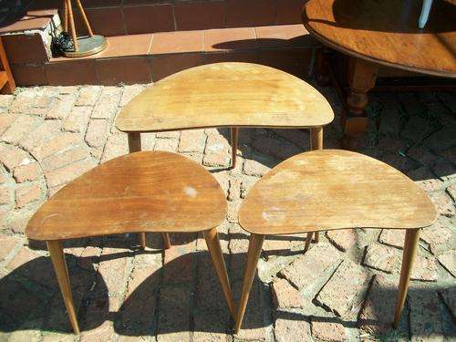 Set of 3, Retro kidney shaped side tables,
