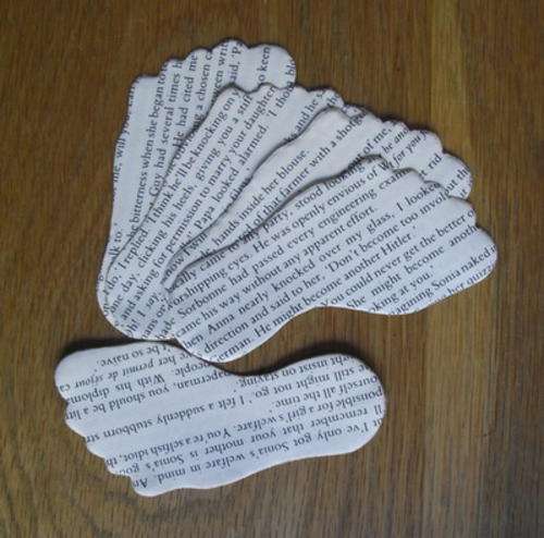 Footprint Cut Out from Retro Book Page (Pack of 10)