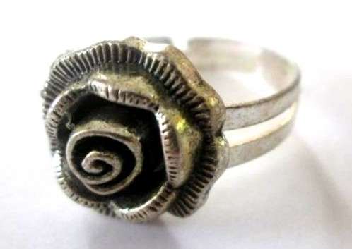 Exclusive Hand Crafted Jewelry -  Antique silver rose adjustable ring