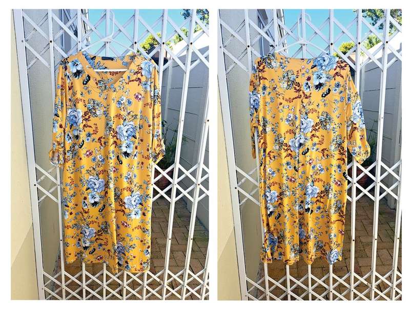 Miladys yellow floral print dress. Size: XL / 40