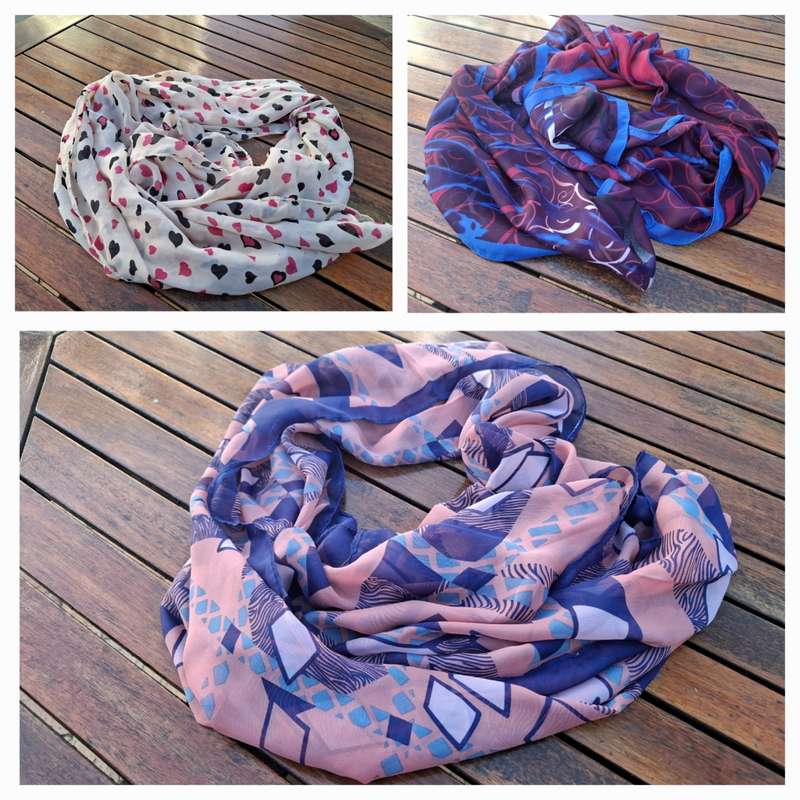 3 x 100% Rayon scarves