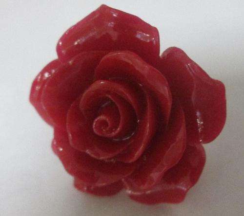 Exclusive Hand Crafted Jewelry -  Red rose adjustable ring