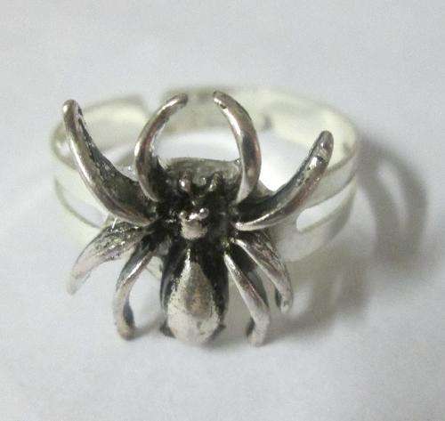 Exclusive Hand Crafted Jewelry -  Antique silver spider adjustable ring